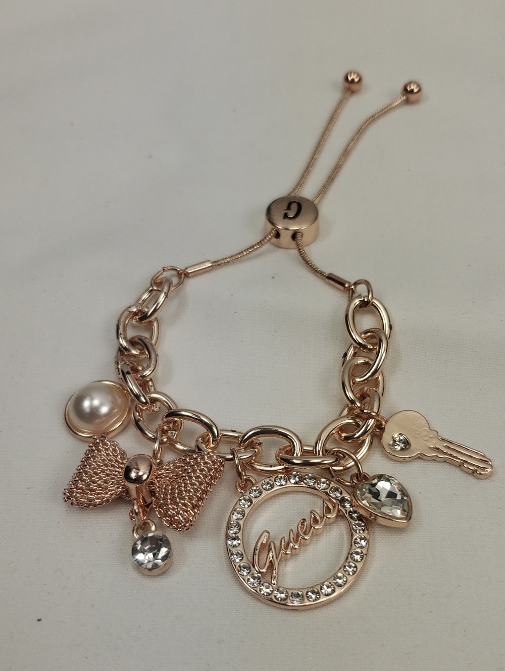 GUESS Rose Gold Charm Slide Bracelet
